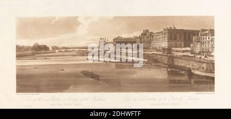 Vue sur le Louvre et le Pont des Thuilleries, pris du Pont neuf. 1802; assiette 2 de Views in Paris, The Emanuel Volume Tracing of the plate, B1981.25.2613, Richard Banks Harraden, 1778–1862, British, After Thomas Girtin, 1775–1802, British, 1802, Etching, Europe, France, Jardins des Tuileries, Musée du Louvre, Palais des Tuileries, Paris, Pont neuf, Paris, Île de Seine, Paris, Paris de Paris Banque D'Images