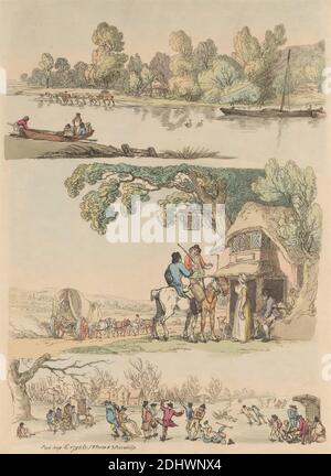 Ensemble de seize : contours des figures et des paysages, Thomas Rowlandson, 1756–1827, British, 1790-1792, Etching, coloré à la main, feuille : 14 1/4 x 10 1/4in. (36.2 x 26cm Banque D'Images