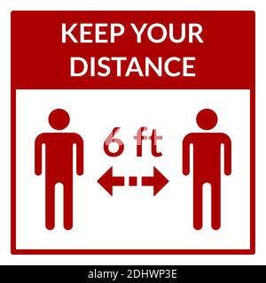 Gardez votre distance 6 pieds ou 6 pieds carré social distance instruction icône. Image vectorielle. Illustration de Vecteur