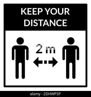 Gardez votre distance 2 m ou 2 mètres carré social distance instruction icône. Image vectorielle. Illustration de Vecteur