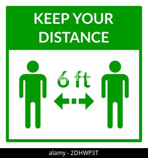 Gardez votre distance 6 pieds ou 6 pieds carré social distance instruction icône. Image vectorielle. Illustration de Vecteur