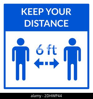 Gardez votre distance 6 pieds ou 6 pieds carré social distance instruction icône. Image vectorielle. Illustration de Vecteur