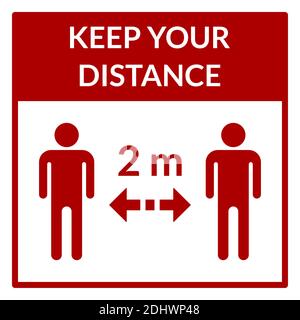 Gardez votre distance 2 m ou 2 mètres carré social distance instruction icône. Image vectorielle. Illustration de Vecteur
