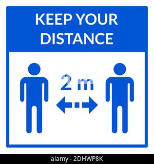 Gardez votre distance 2 m ou 2 mètres carré social distance instruction icône. Image vectorielle. Illustration de Vecteur