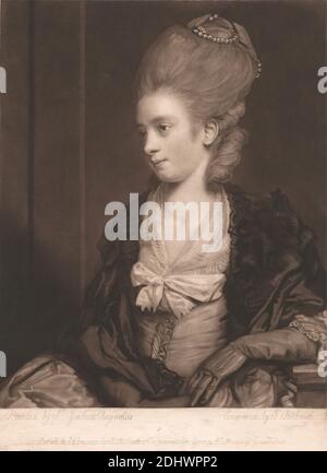 Miss Theophila Palmer, imprimé par John Raphael Smith, 1752–1812, British, d'après Sir Joshua Reynolds RA, 1723–1792, British, 1777, Mezzotint sur modérément épais, modérément texturé, beige, papier ponté, feuille: 17 13/16 × 11 15/16 pouces (45.2 × 30.3 cm), plaque: 15 1/16 × 11 1/16 pouces (38.3 × 28.1 cm) et image : 13 5/8 × 11 pouces (34.6 × 27.9 cm) Banque D'Images