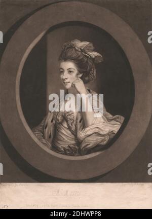 Mme Morris, imprimé par John Raphael Smith, 1752–1812, British, d'après Sir Joshua Reynolds RA, 1723–1792, British, publié par John Boydell, 1720–1804, British, 1776, Mezzotint sur papier à texture moyenne, beige, ponté, feuille: 15 1/4 × 11 1/4 pouces (38.7 × 28.6 cm) et image: 13 × 27.8 cm (10 15/16 × 33 pouces) Banque D'Images