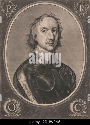 Oliver Cromwell, P.R.O.C., imprimé par Jan van de Velde IV, ca. 1620–1686, néerlandais, après Robert Walker, britannique, 1599–1658, britannique, vers. 1655, gravure en ligne, gravure en crépi et aquatiné sur papier beige, légèrement texturé, feuille: 16 × 12 3/16 pouces (40.6 × 31 cm Banque D'Images