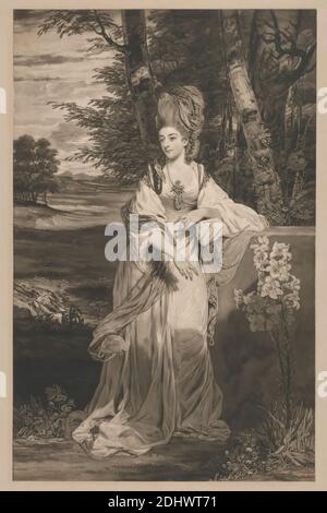 Catherine, Lady Bampfylde, imprimé par Thomas Watson, 1743–1781, British, d'après Sir Joshua Reynolds RA, 1723–1792, British, publié par William Dickinson, 1746–1823, British, 1779, Mezzotint sur papier moyen, légèrement texturé, crème, support: 25 3/4 × 18 1/4 pouces (65.4 × 46.4 cm) et feuille: 23 1/16 × 37.5 cm (14 3/4 × 58.6 pouces) Banque D'Images