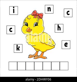 Mots puzzle. Feuille de travail de développement de l'éducation. Jeu d'apprentissage pour les enfants. Page activité. Puzzle pour les enfants. Riddle pour l'école maternelle. Illustration vectorielle dans Illustration de Vecteur