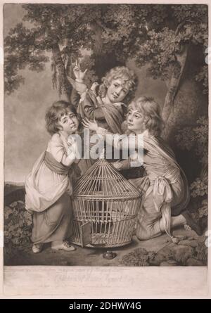 Enfants de Walter Synnot, imprimé par John Raphael Smith, 1752–1812, britannique, d'après Joseph Wright de Derby, 1734–1797, britannique, actif en Italie (1773–75), 1782, Mezzotint sur papier moyen, légèrement texturé, crème, feuille: 27 1/8 × 15 3/4 pouces (68.9 × 40 cm), plaque: 19 3/4 × 13 7/8 pouces (50.2 × 35.2 cm) et image : 17 3/4 × 13 7/8 pouces (45.1 × 35.2 cm) Banque D'Images