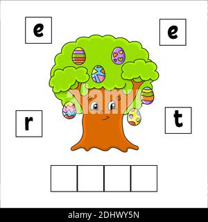 Mots puzzle. Feuille de travail de développement de l'éducation. Jeu d'apprentissage pour les enfants. Page activité. Puzzle pour les enfants. Riddle pour l'école maternelle. Illustration vectorielle dans Illustration de Vecteur