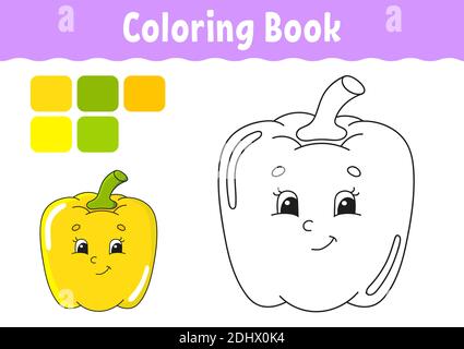 Livre de coloriage pour les enfants. Caractère joyeux. Vector illustration. Cute cartoon style. Page de fantaisie pour les enfants. Silhouette contour noir. Isolé sur Illustration de Vecteur