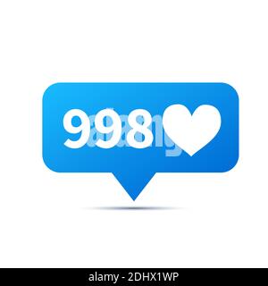 Rouge vif icône tendance pour le réseau social.BEAUCOUP de coeur aime, piktogram sur blanc Illustration de Vecteur