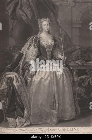 Sa plus excellente Majesté, la reine Caroline, John Faber le plus jeune, ca. 1695–1756, Netherlandish, active en Grande-Bretagne, après John Vanderbank, 1694–1739, British, 1739, Mezzotint, feuille : 18 3/4 x 13 3/4in. (47.6 x 34,9 cm Banque D'Images