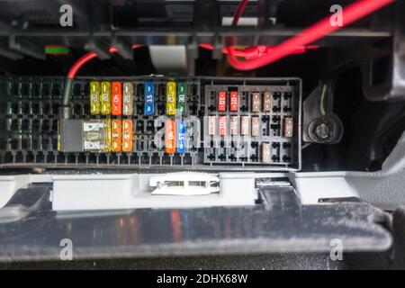 Car Fuse box close up Stock Photo
