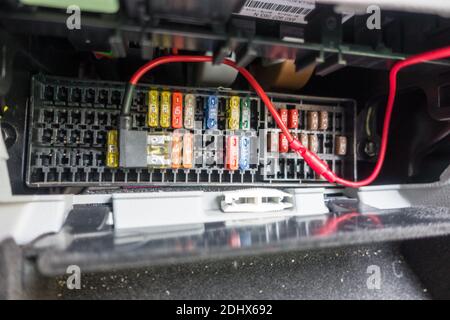 Car Fuse box close up Stock Photo