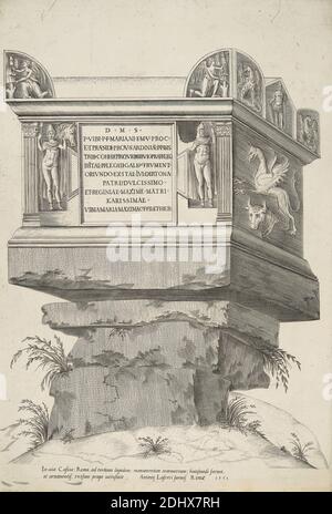 D. M. S. P. Vibi P. F. Mariani, imprimé par un artiste inconnu, XVIe siècle, publié par Antonio Ladreri, 1512–1577, français, 1551, gravure en ligne sur papier couté moyen, légèrement texturé et crème Banque D'Images