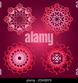 Décoration lumineuse et mignonne pour la Saint-Valentin en forme de coeur différents angles de style arabe oriental Illustration de Vecteur
