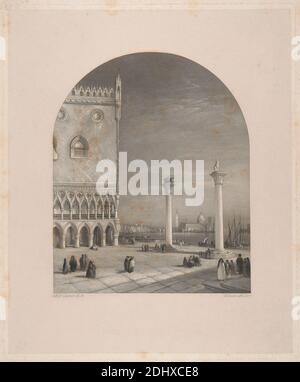 Venise - The Piazzetta, imprimé de William Miller, 1796–1882, British, d'après Joseph Malbord William Turner, 1775–1851, British, 1853-1874, gravure en ligne; épreuve de graveur sur du papier de véh légèrement épais, légèrement texturé, crème avec du chine-colé Banque D'Images