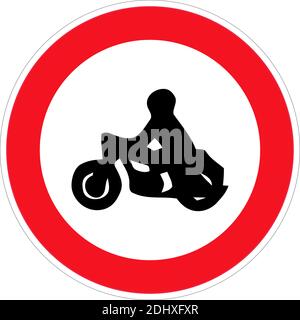 Pas de panneau moto ou pas de panneau de stationnement sur fond gris, illustration vectorielle. Panneau d'interdiction rouge. Symbole d'arrêt. Illustration de Vecteur