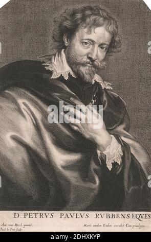 D. Petrus Paulus Rubbens Eques, Paulus Pontius, 1603–1658, flamand, d'après Sir Anthony Van Dyck, 1599–1641, flamand, actif en Grande-Bretagne (1620–21; 1632–34; 1635–41), ca.1635, gravure en créplet et gravure en lignes sur support, légèrement texturé, blanc bleuté, monté sur crème, papier légèrement épais, légèrement texturé, mont : 15 × 11 pouces (38.1 × 27.9 cm), feuille : 9 1/8 × 6 1/16 pouces (23.2 × 15.4 cm) et image : 8 1/4 × 6 1/16 pouces (21 × 15.4 cm) Banque D'Images
