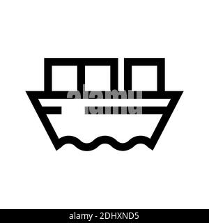 Icône linéaire du navire conteneur sur fond blanc. Illustration de Vecteur