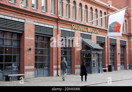Saluhall Briggen marché intérieur et restaurant à un ancien feu Bâtiment de la gare de Göteborg Banque D'Images