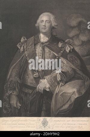 George Nugent Grenville Temple Marquis de Buckingham Lord Leisucier général et gouverneur général du Royaume d'Irlande Chevalier Compagnon de l'ordre le plus noble du Garter..., John Keyse Sherwin, c.1751–1790, British, d'après Thomas Gainsborough RA, 1727–1788, British, 1788, gravure de ligne, plaque : 17 x 13 po. (43.2 x 33cm Banque D'Images