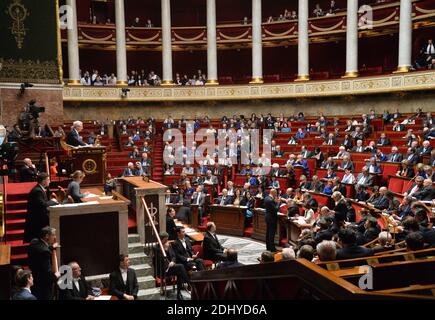 L'hémicycle au Palais Bourbon, siège de l'Assemblée nationale française, chambre basse législative du gouvernement français, Paris, France, le 4 avril 2016. Photo de Christian Liewig/ABACAPRESS.COM Banque D'Images