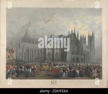 Couronnement du roi William IV et de la reine Adelaide, William Woolnoth, actif de 1806 à 1830, britannique, après George Cattermole, de 1800 à 1868, britannique, de 1831, gravure, de couleur main Banque D'Images