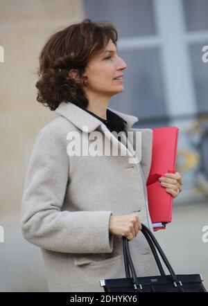 Audrey Azoulay, ministre de la Culture et de la communication, quitte l'Elysée à la suite de la réunion hebdomadaire du cabinet, à Paris, en France, le 13 avril 2016. Photo de Somer/ABACAPRESS.COM Banque D'Images