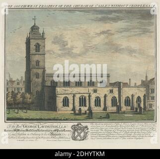 La perspective sud-ouest de l'église de Saint-Giles sans Cripplegate, William Henry Toms, ca. 1700 environ 1750, Britannique, d'après Robert West, Active 1744–1770, Irlandais, 1737, gravure, feuille : 11 x 12 1/4in. (27.9 x 31,1cm Banque D'Images