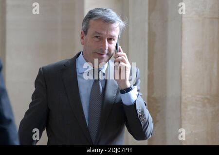 Philippe Vigier, chef du Groupe UDI, suite à la discussion sur le droit d'El Khomri à l'Assemblée nationale française à Paris, en France, le 3 mai 2016. Photo de Henri Szwarc/ABACAPRESS.COM Banque D'Images