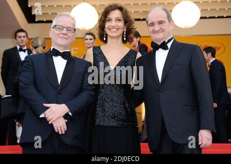 Thierry Fremaux, ministre français de la Culture Audrey Azoulay et Pierre Lescure participant à la projection de 'Cafe Society' et à la cérémonie d'ouverture au Palais des Festivals de Cannes, France, le 11 mai 2016, dans le cadre du 69e Festival de Cannes. Photo d'Aurore Marechal/ABACAPRESS.COM Banque D'Images