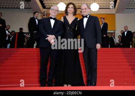 Thierry Fremaux, ministre français de la Culture Audrey Azoulay et Pierre Lescure participant à la projection de 'Cafe Society' et à la cérémonie d'ouverture au Palais des Festivals de Cannes, France, le 11 mai 2016, dans le cadre du 69e Festival de Cannes. Photo d'Aurore Marechal/ABACAPRESS.COM Banque D'Images