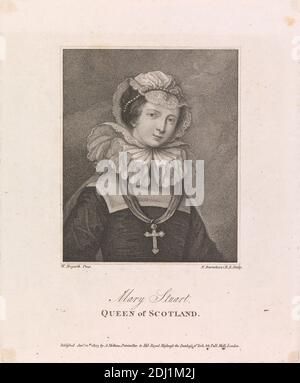 Mary Stuart, reine d'Écosse, Francesco Bartolozzi RA, 1728–1815, italienne, active en Grande-Bretagne (1764–99), après William Hogarth, 1697–1764, britannique, 1803, gravure Banque D'Images