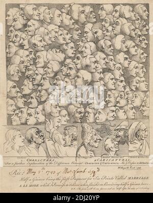 Personnages et caricatures : billet d'abonnement pour « le mode à la mode », William Hogarth, 1697–1764, British, 1743, Etching sur papier couché, feuille : 11 1/8 x 9 1/2in. (28.3 x 24,1 cm Banque D'Images