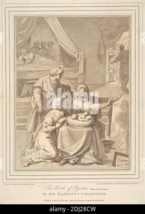 La naissance de Pyrrhus, Francesco Bartolozzi RA, 1728–1815, italien, actif en Grande-Bretagne (1764–99), après Agostino Carracci, 1557–1602, italien, 1797, gravure Banque D'Images