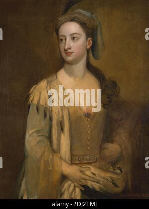 Une femme appelée Lady Mary Wortley Montagu, Sir Godfrey Kneller, 1646–1723, allemande, active en Grande-Bretagne (à partir de 1676), entre 1715 et 1720, huile sur toile, support (PTG): 35 1/8 x 27 1/4 pouces (89.2 x 69.2 cm), costume, portrait, inachevé, femme Banque D'Images