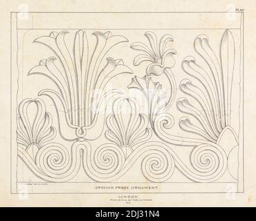 Décoration grecque Frieze, imprimé par Augustus Welby Northmore Pugin, 1812–1852, British, After Augustus Charles Pugin, 1762–1832, French, 1831, Lithographie sur papier vélin crème, moyen, légèrement texturé, feuille: 8 3/4 × 11 1/8 pouces (22.2 × 28.3 cm), sujet architectural Banque D'Images