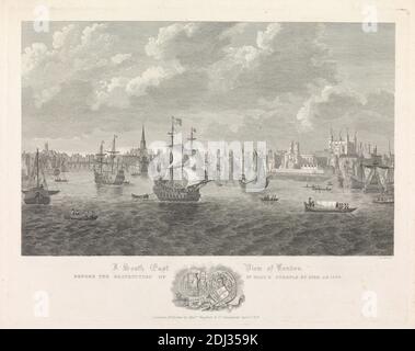 Une vue du sud-est de Londres, avant 1666, Bartholomew Howlett, 1767–1827, britannique, après artiste inconnu, 1818, gravure Banque D'Images