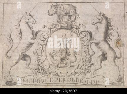 Armoiries avec les mottos 'Honi soit qui mal y pense' et 'Dieu et mon droit', artiste inconnu, XVIIIe siècle, ca. 1770 Banque D'Images