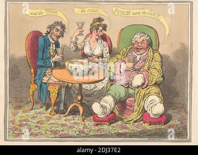 And the' - Tisick, - The coliques, Punch Cures the Gout, James Gillray, 1757–1815, British, 1799, Etching, couleur main, feuille : 9 3/8 x 12 7/16po. (23.8 x 31,6cm Banque D'Images