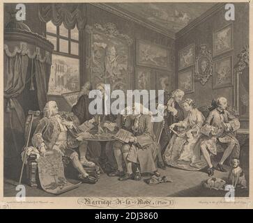 Mariage A-la-mode, plaque I: Le contrat, Gerard Jean Baptiste Scotin, 1671–1716, après William Hogarth, 1697–1764, British, 1745, gravure, feuille : 15 3/16 x 18 7/16in. (38.6 x 46,8 cm Banque D'Images