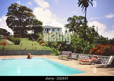 Années 1990 Trinité-et-Tobago - Richmond Great House Inn, maison d'hôtes familiale avec piscine, au sommet d'une colline de breezy à Tobago ca. 1998 Banque D'Images