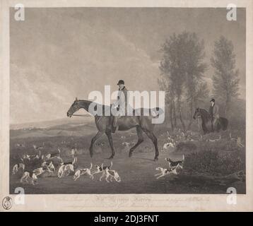 Chasse au lièvre et courting : Harriers de sa Majesté, Richard Woodman, 1784–1859, Britannique, d'après Richard Barrett Davis, 1782–1854, Britannique, 1815, gravure, feuille : 22 x 26 po. (55.9 x 66cm Banque D'Images