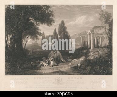 Byron's Dream, James T. Willmore, 1800–1863, britannique, d'après Sir Charles Lock Eastlake, 1793–1865, britannique, active en Italie (1816–30), 1833, gravure en ligne sur papier épais, modérément épais, crème, vélin, feuille: 21 3/8 × 27 pouces (54.3 × 68.6 cm), plaque: 20 11/16 × 26 1/2 pouces (52.5 × 67.3 cm) et image : 14 7/8 × 22 3/4 pouces (37.8 × 57.8 cm) Banque D'Images