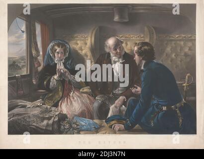 The Return (First Class), William Henry Simmons, 1811–1882, British, After Abraham Solomon, 1824–1862, British, 1857, gravure en supports mixtes, couleur à la main sur papier épais, légèrement texturé, crème, vélin, feuille: 21 3/8 × 29 3/8 pouces (54.3 × 74.6 cm) et image: 18 1/2 × 26 3/4 pouces (47 × 67.9 cm Banque D'Images