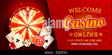 Bienvenue en ligne casino gorizontal bannière. Illustration de Vecteur