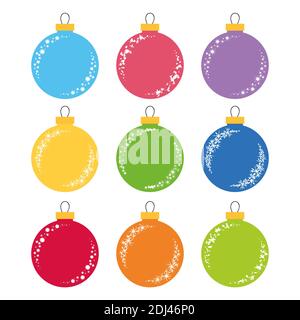 Jeu de boules plates isolées de Noël. Illustration de Vecteur